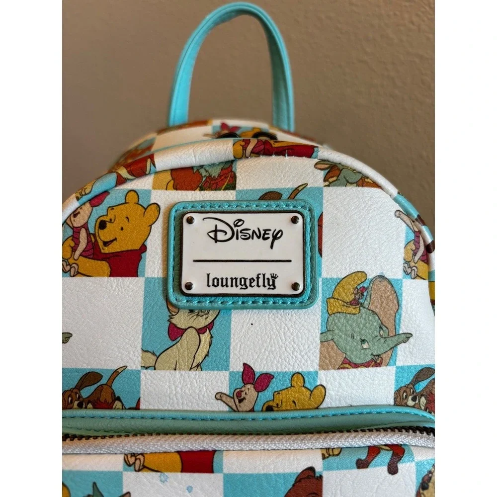 Disney‎ Loungefly Mini Backpack Checkered Classics Winnie Pooh Dumbo Bambi Blue